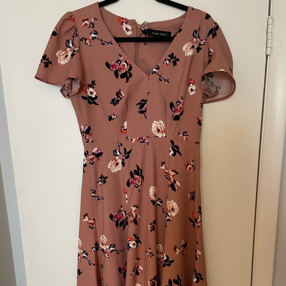 Ivanka Trump Mauve Floral Midi Dress